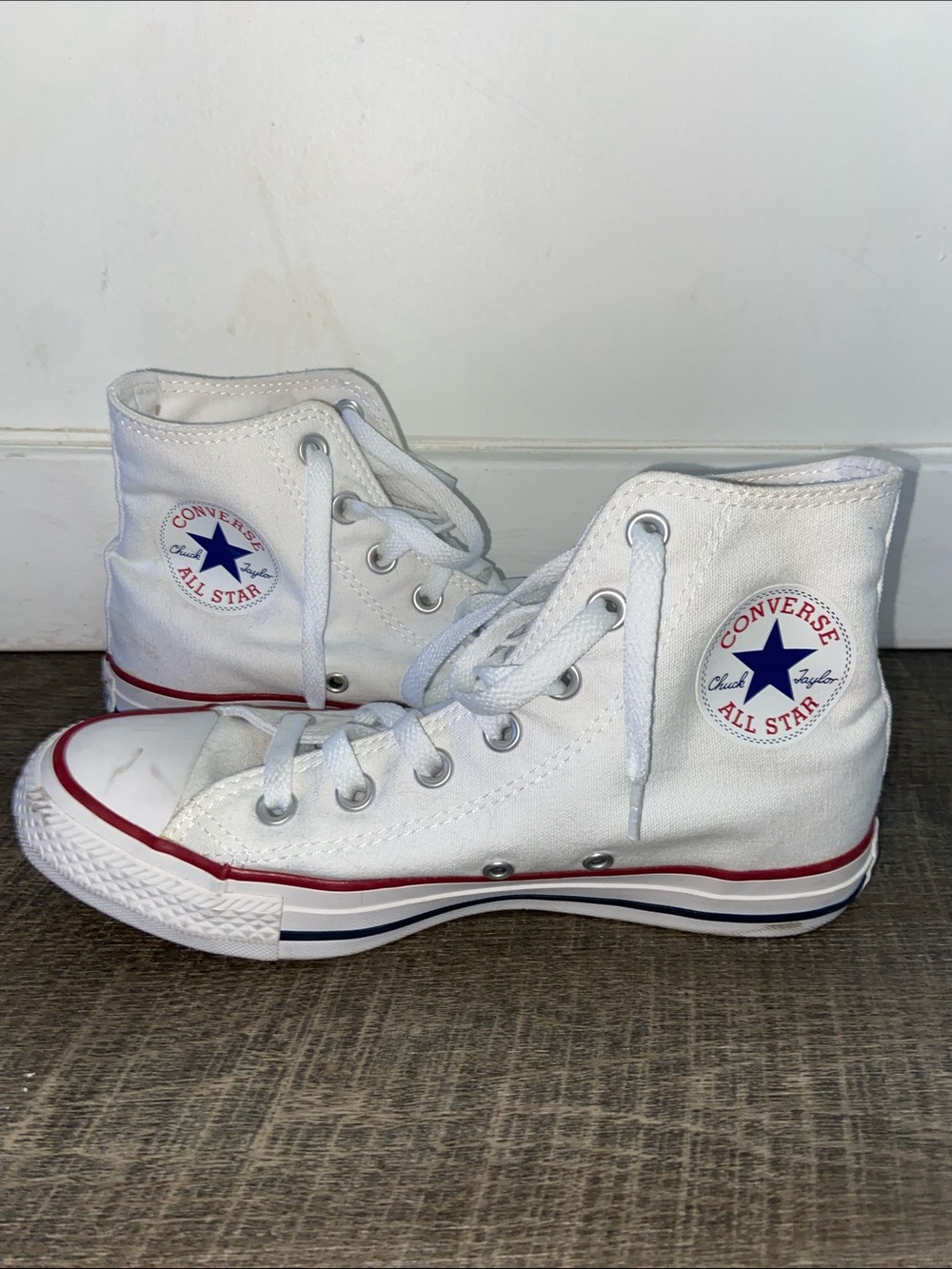 Classic white high top converse